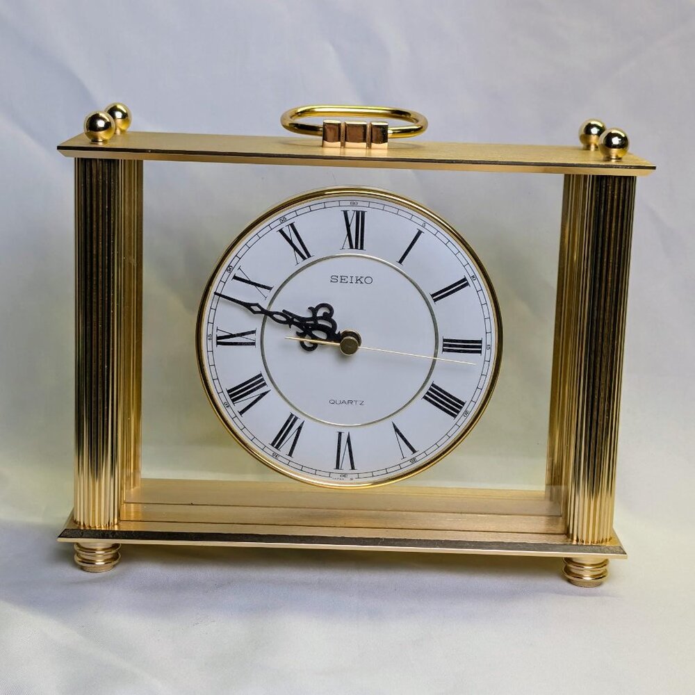 eiko solid Brass Carriage Mantel Clock,  Mint Condition. Japan.